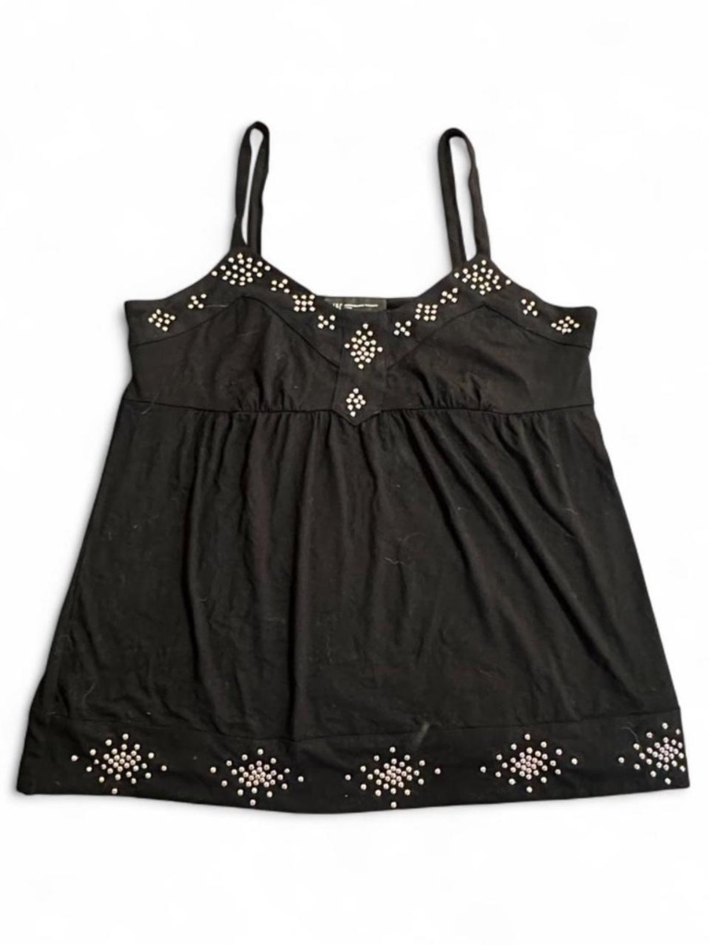 INC Black Studded Y2K Babydoll Cami Top Size Medium